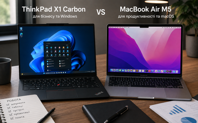 ThinkPad X1 Carbon проти MacBook Air M5: що краще для роботи